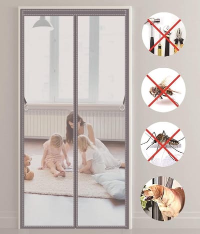 Magnetische Deurhor - Vliegendeur Hor - Insecten Buiten Houden - Automatisch Sluitend - 125x245cm - Grijs