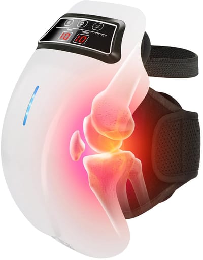 Ynkkvre - Kniebrace Massager - Warmte - Knie Massage Apparaat - 1 stuk - 9 trillingsstanden - 9 verwarmingsniveaus (41,7-55°C) - Rondom luchtzakken - Draadloos - Type-C oplaadbaar - Voor knie, schouder en elleboog