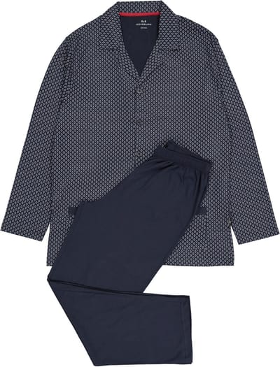 Gotzburg heren pyjama met knoopjes - blauw met rood en wit dessin