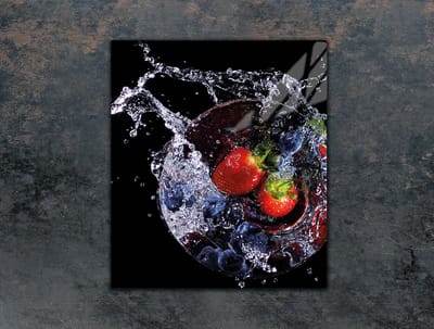 TMK ArtDeko - Snijplank van glas - Trapeziumvorm - 45x52 cm - Truskawki