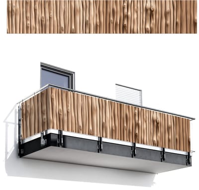 Balkonscherm 500x85 cm - Balkonposter Hout - Stam - Lichtbruin - Balkon scherm decoratie - Balkonschermen - Balkondoek zonnescherm