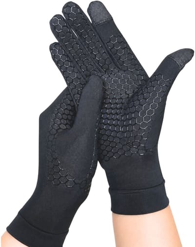 KANGKA® Compressie Handschoenen met Vingertoppen - Artritis Handschoenen- Zwart - Maat S