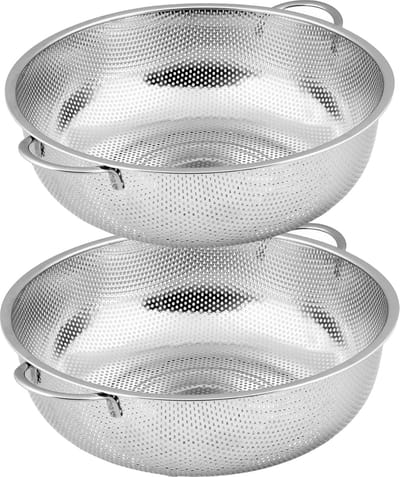 B-Home Keuken vergieten/zeef - set van 2x stuks - rvs metaal - zilver - Dia 25,5 en 31.5 cm