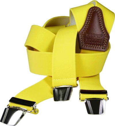 Pierre Mouton Sterke Bretel - Bretels - Volwassenen - Heren - Geel - 140cm - 3 brede clips - XL - XXL