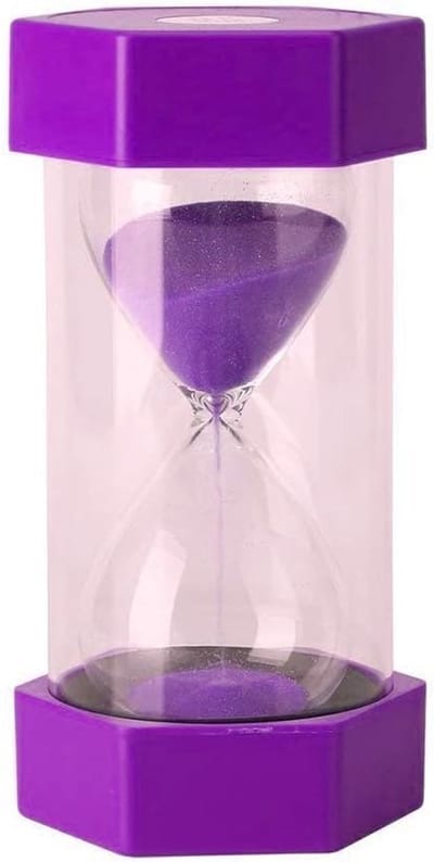 Decoratieve Zandloper van 16 cm voor Thuis en Kantoor - Perfect Cadeau voor Kinderen en Volwassenen - Paars, 15 Minuten Timer