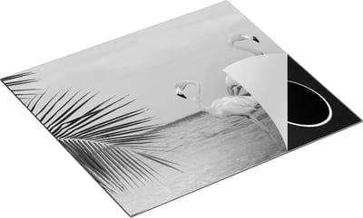 Chefcare Inductie Beschermer Twee Flamingo's in het Water - Zwart Wit - 60x50 cm - Afdekplaat Inductie - Kookplaat Beschermer - Inductie Mat