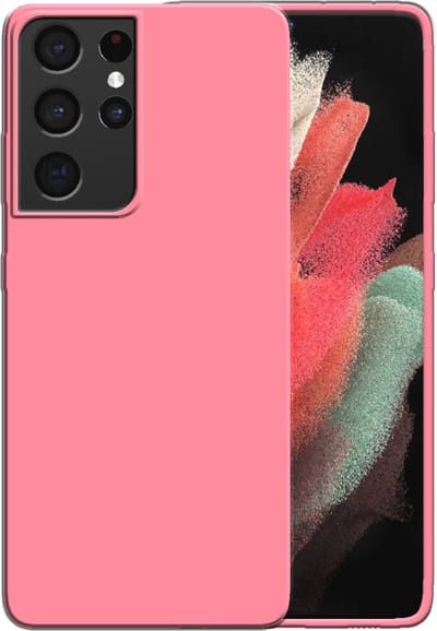 Smartphonica Siliconen hoesje voor Samsung Galaxy S21 Ultra case met zachte binnenkant - Roze geschikt voor Samsung Galaxy S21 Ultra