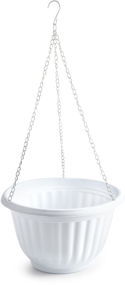 Plasticforte Plantenpot - hangend - kunststof - wit - D25 x H15 cm - bloempot aan ketting
