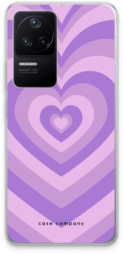 Case Company® - Hoesje geschikt voor Xiaomi Poco F4 hoesje - Hart Paars - Soft Cover Telefoonhoesje - Bescherming aan alle Kanten en Schermrand