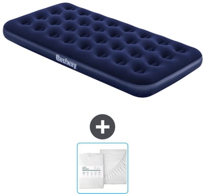 Bestway luchtbed - 1-Persoons - 99 x 188 x 22 cm - Blauw - Inclusief en Hoeslaken