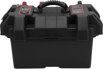 Accubak Power Center - Batterijdoos Energiecentrale - Opladen Buitenshuis - Met Spanningsmeter - 12V 24V - Zwart