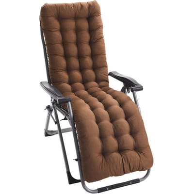 Chaise longue inclinable Meubles Coussin souple Coussin d'assise épais Coussinets Tapis de chaise longue de jardin Matériau durable 125*48*8cm café clair