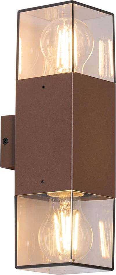 QAZQA denmark - Industriele Wandlamp voor buiten - 2 lichts - L 8.5 cm - Roestbruin - Industrieel - Buitenverlichting