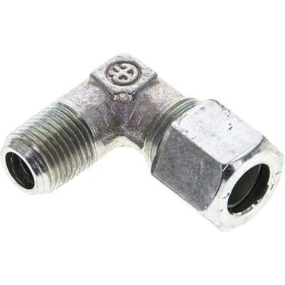 1/8'' NPT Buitendraad x 8LL Verzinkt Stalen Elbow 90deg Snijring 100 Bar DIN 2353