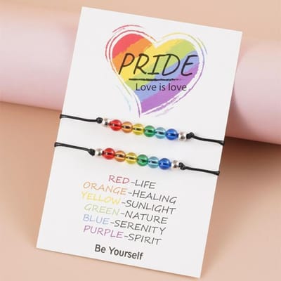 2 Pièces/ Ensemble Bracelet de Souhaits Fierté Arc-en-ciel Bisexuel Arc-en-ciel LGBT Bracelet Corde Bijoux Bisexuels pour Femmes Hommes Cadeau Bracelet Fierté noir