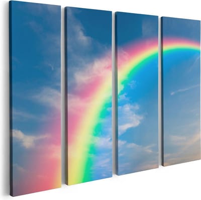 Artaza Canvas Schilderij Vierluik Regenboog - 80x60 - Foto Op Canvas - Canvas Print