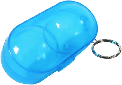 Pong balhouder - Tafeltennis case - Ballen opbergen - Met sleutelhanger - Voor 2 ballen - Blauw