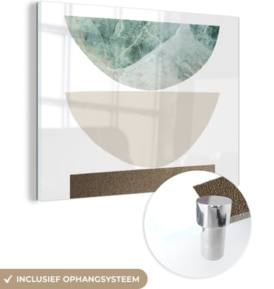 MuchoWow® Glasschilderij 120x90 cm - Schilderij acrylglas - Geometrische vormen - Minimalisme - Pastel - Foto op glas - Schilderijen
