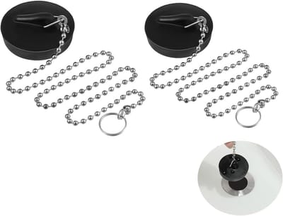 2x Universele Zwanenhals Stop ZIef 42-45mm met 45 cm Ketting / Rubber Afvoerstop voor Zink en Bad