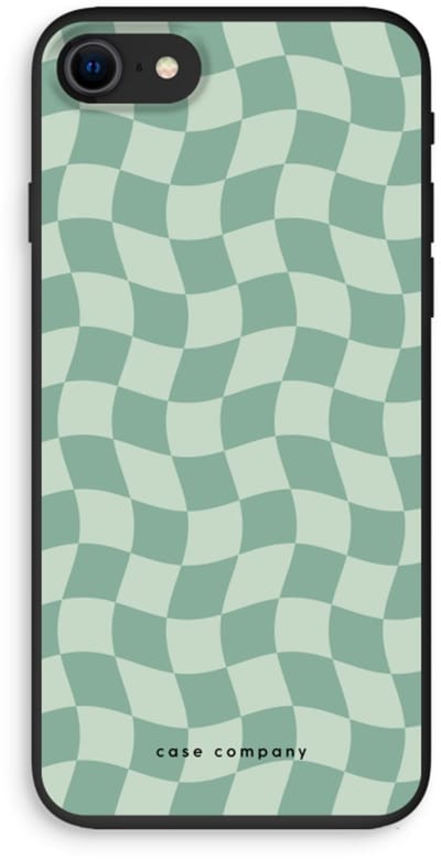 Case Company® - Hoesje geschikt voor iPhone SE 2020 hoesje - Grid Groen - Biologisch Afbreekbaar Telefoonhoesje - Bescherming alle Kanten en Schermrand