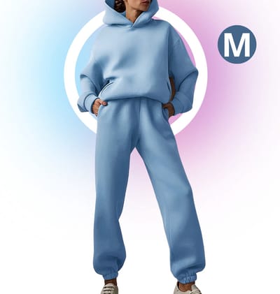 Livano Joggingpak Dames - Huispak - Trainingspak - Volwassenen - Capuchon - Jogging Pak - Joggingspak - Licht Blauw - Maat M