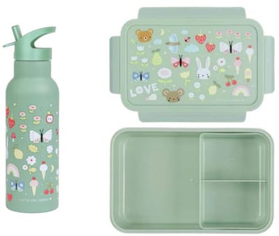 Bundel A Little Lovely Company Back to school set - Drinkfles XL RVS/Bentobox - Joy