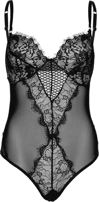 Lace and sheer mesh teddy