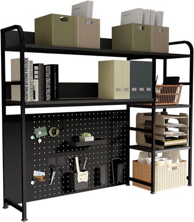 Bureau Opbergrek - Bureau Organizer - Werkplek Organiseren - Met Zijvak en Prikbord - 110 cm - Wit