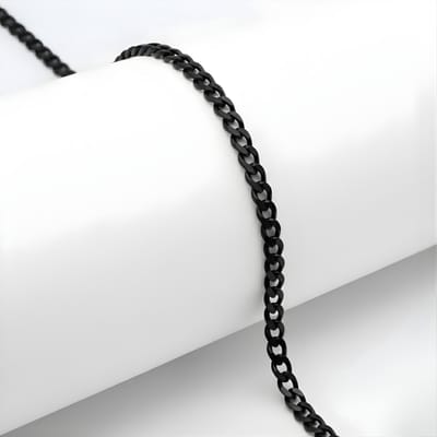 Ainy - Stainless Steel Ketting Zwart | 3mm-45cm | Sieraden | Unisex Necklace | Schakelketting | RVS Staal | Cadeau voor Dames en Heren