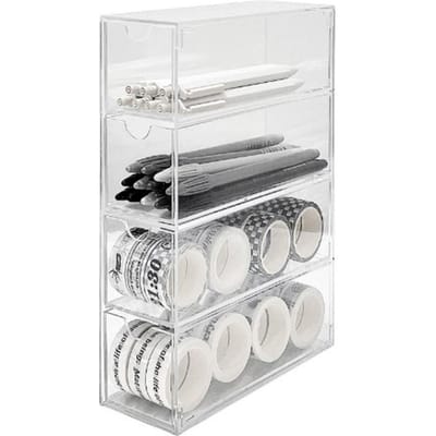 Brillen Opbergdoos 4 Lagen Stapelbaar Transparant Zonnebrillen Display Organizer voor Kantoor Slaapkamer white