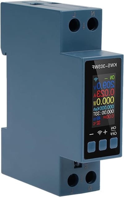 WiFi Flow Meter voor DIN Rail - Slimme Digitale Stroommeter 40A met Oververhitting en Overstroombeveiliging, AC85-290V, 1 Fase Voltage en Stroom Meting