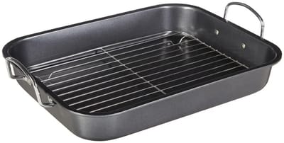 5Five Braadslede/ovenschaal - RVS - rechthoekig - 39 x 29 x 5.5 cm - braadblik met rooster - oven