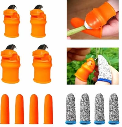Oneay 12-delige siliconen duimmes snoeiset, siliconen duimmes oogstgereedschap, vingermes voor het snoeien van planten, fruit en groenten, tuingereedschap met vingerbescherming