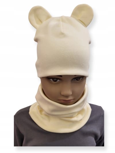 Dartomik - Kinder Set - Muts & Sjaal - Met Oren - Ecru