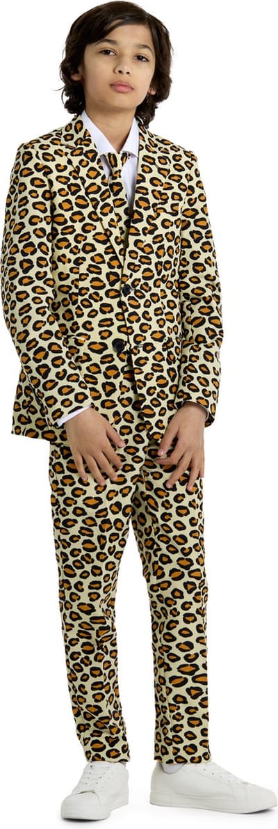 OppoSuits The Jag - Foute party - Tieners Pak - Panterprint - Verkleed Kostuum - Carnavalskleding - Feest - Maat: 134/140