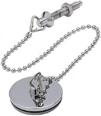 Stootdop met ketting en houder 38 mm verchroomd metaal