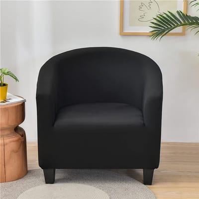 Fauteuilbeschermer Elastisch Fauteuilovertrek, Effen Modern Clubstoel Stretch Fauteuilhoes, Universele Bankovertrek voor Fauteuil, Clubfauteuil, Cocktailstoel (Zwart)