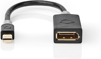 Nedis Mini DisplayPort-Kabel - DisplayPort 1.4 - Mini-DisplayPort Male - DisplayPort Female - 48 Gbps - Verguld - 0.20 m - Rond - PVC - Antraciet - Window Box