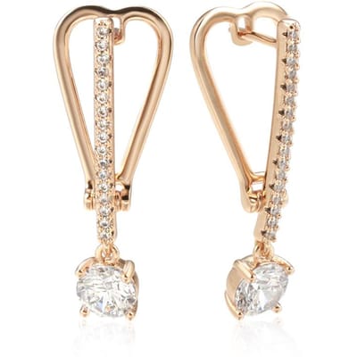 Boucles d'oreilles pendantes en zircon naturel au design unique pour femmes, mode, couleur or rose, bijoux fins quotidiens, cadeau romantique en cristal beige