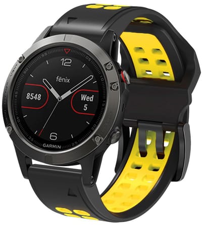 Stravo Zachte Siliconen Bandje met Dubbele Gesp - Geschikt voor Garmin Fenix 5x (Plus) Fenix 6x (Pro) Fenix 7x (Pro-Sapphire-Solar) Garmin Fenix 8 - 51mm Enduro 1-2-3 - QuickFit 26mm Siliconen Horlogeband voor Garmin smartwatches - Zwart