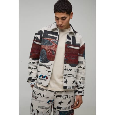 Regular Moto Tapestry Overshirt | Red | Size XS