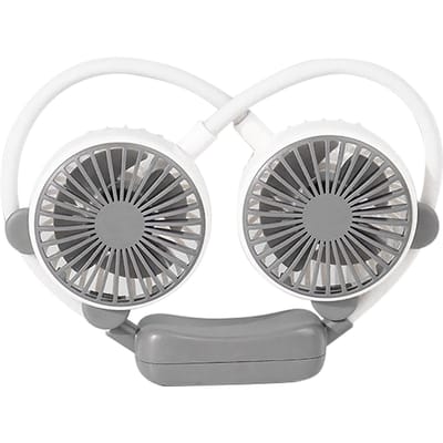Draagbare nekventilator, buigbaar, draagbaar, USB-oplaadbaar, handsfree mini-hangventilator voor op kantoor en onderweg wit