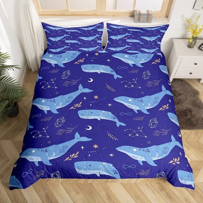 Walvis Dekbedovertrek Twin Maat Oceaan Thema Beddengoed Set Voor KinderenNautische Zeil Dekbed Set Oceaan Dekbed Set Oceaan Decoratie 3 Delen 180*220cm 3pcs