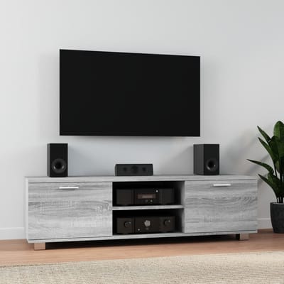 vidaXL - Tv-meubel - 140x40,5x35 - cm - bewerkt - hout - grijs - sonoma - eikenkleurig