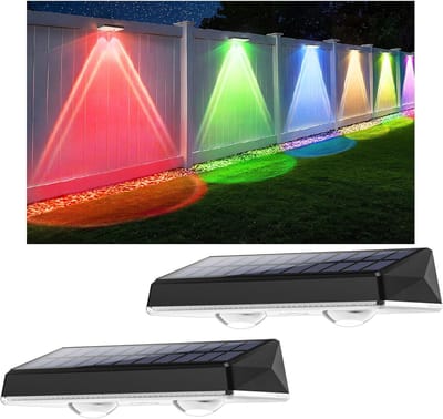 Zonne-energie RGB Wandlamp Buiten - Waterdichte Solar Schutting Verlichting - 2-Pak