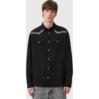 AllSaints Dallin Ls Shirt Black Taglia: XS | Camicie Casual Outlet | Uomo | Nero