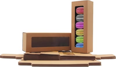 Verpakking voor 25 Stuks Macarons en Desserts, Transparante Doos voor Taartjes, Mini Donuts, Cupcakes en Koekjes (20,5 x 6,9 x 5,1 cm)