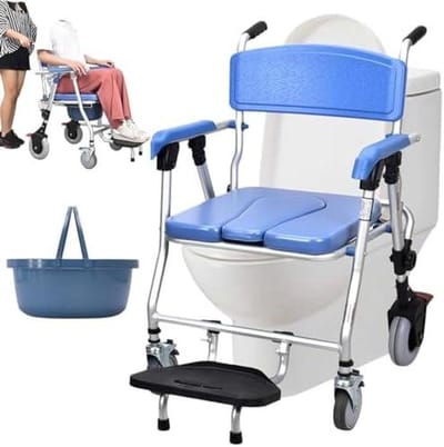 Douche Toiletstoel - Mobiliteitshulp Badkamer - Veilig Douchen en Toiletteren - 3-in-1 Multifunctioneel - Max 150 kg - Meerkleurig