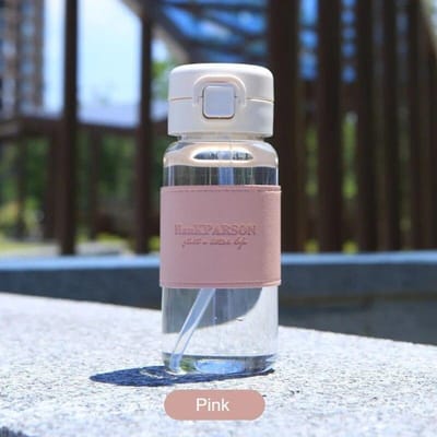 1Pc Creatieve Waterfles met Stro Draagbare Leuke Plastic Drinkfles lekvrije Drinkware voor het Drinken van Melk Koffie Thee 400ml roze