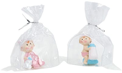 Decoratief figuur baby blauw, roze 4.5cm 2st, 2 Stück